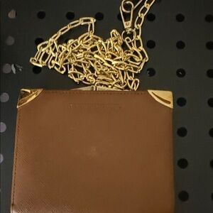 Givenchy Brown Leather Clutch with Gold Accents
